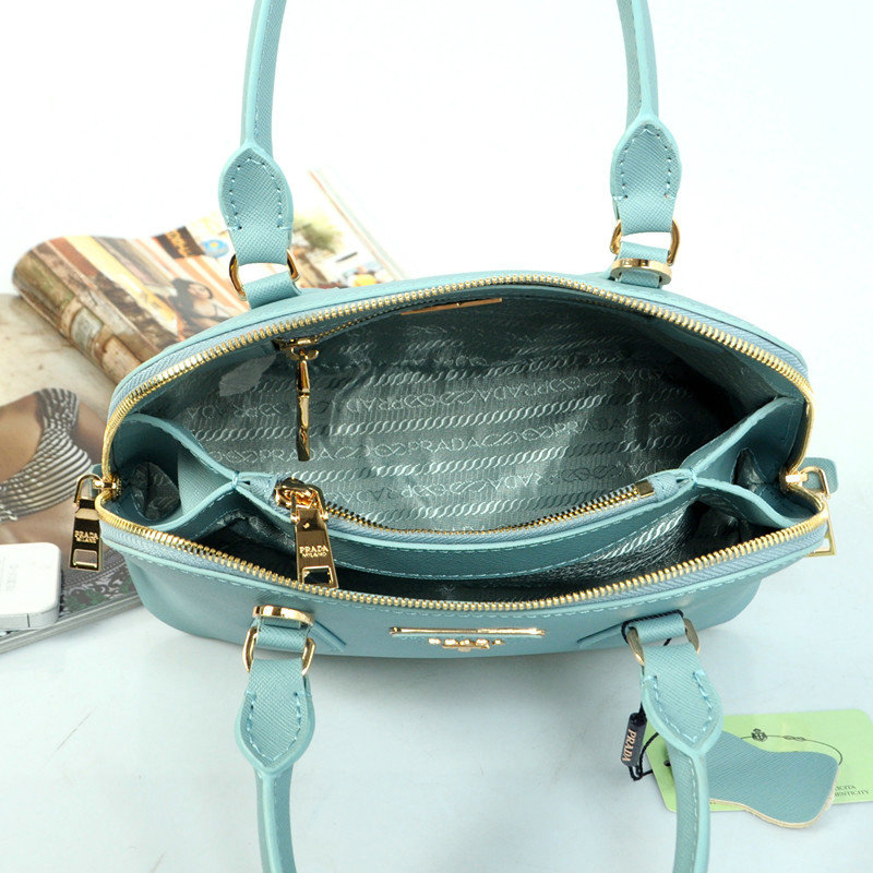 2014 Prada Saffiano Leather mini Two Handle Bag BN0826 light blue for sale - Click Image to Close